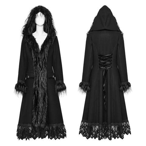 Gothic Gorgeous Faux Cashmere Lace-Trim Coat.