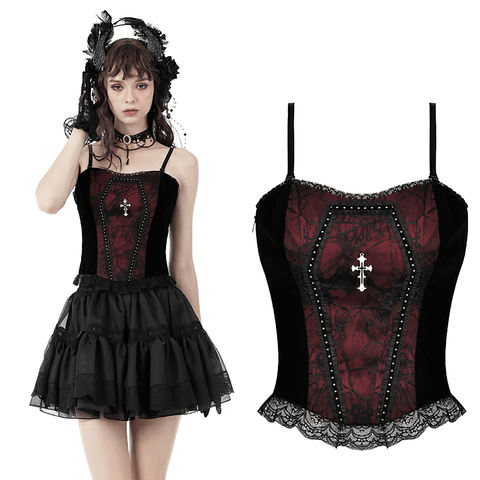 Elegant Black and Wine Red Lace Corset Top for Women.