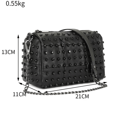 Gothic Glamour - Elegant Women's Shoulder Bag With Edgy Accents.