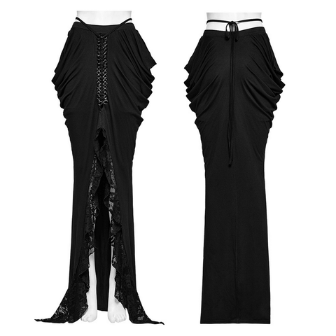 Gothic Half Skirt with Pleats and Iron Chains.