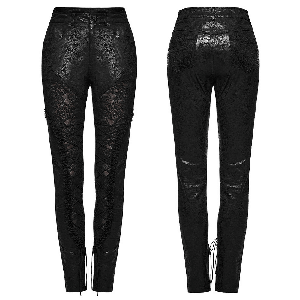 Goth Gorgeous Leggings: Stylish Lace and Shimmering Design.