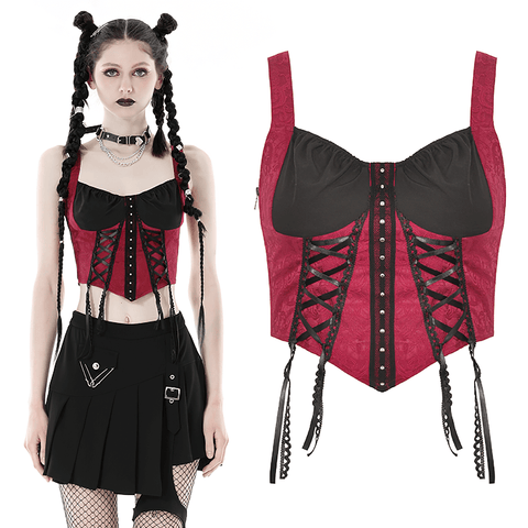 Victorian Goth Bustier Corset with Black Lace-Up.
