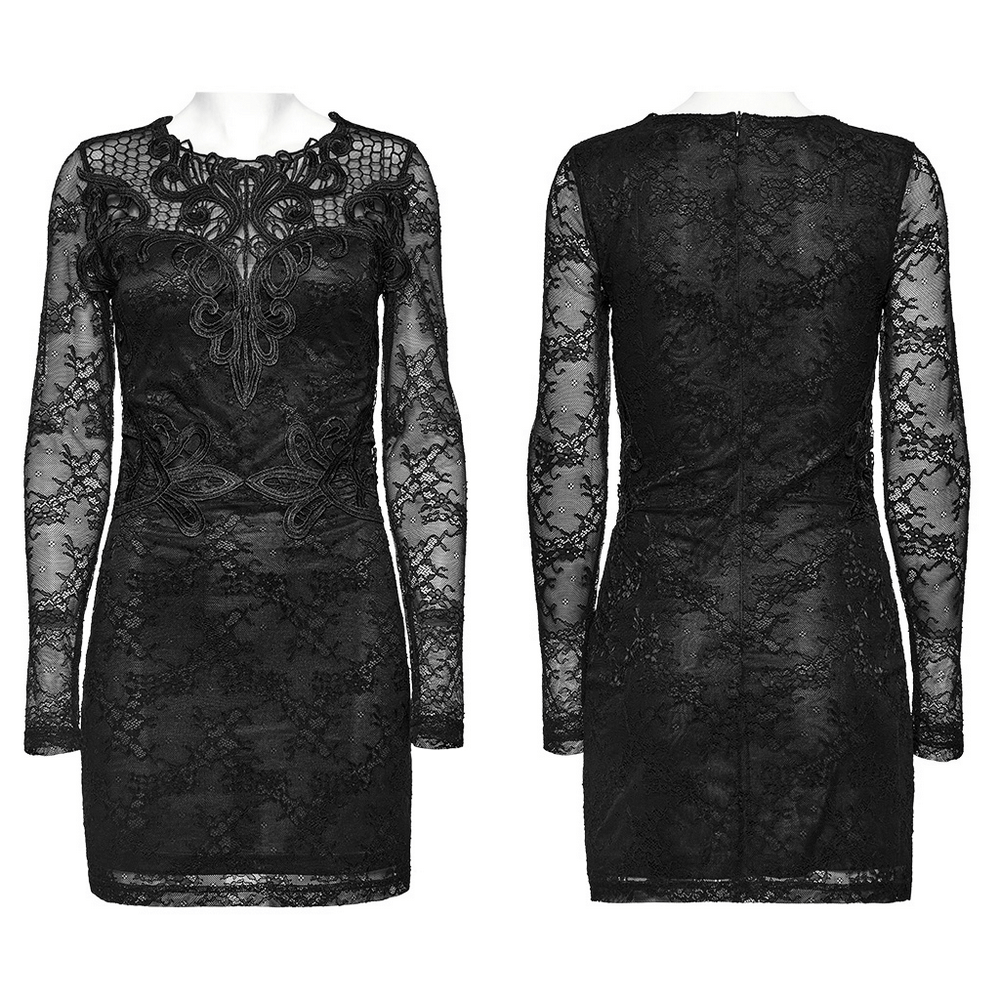 Goth Formal Dress - Elegant Embroidery and Lace Detailing.