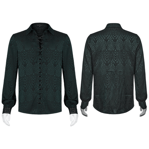 Elegant Men's Gothic Jacquard Shirt - Timeless Style.
