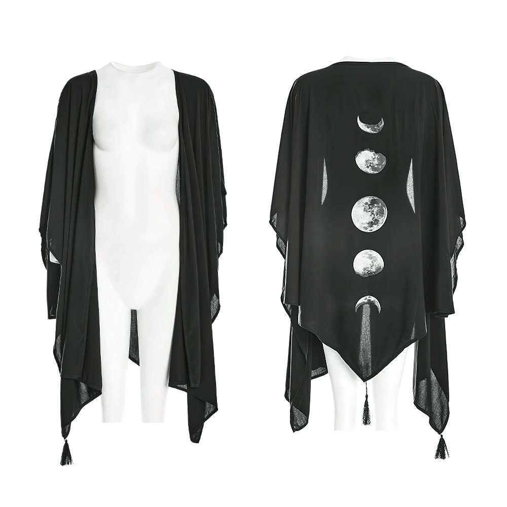 Unveiling the Mystery: Black Moon Phase Shawl with Concave Design.