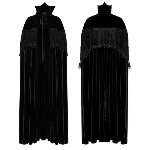 Velvet and Lace Detailed Gothic Daily Cloak Ensemble.