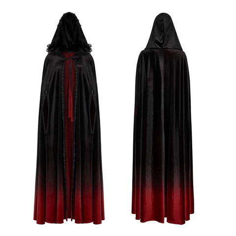 Chic Gradient Velvet Gothic Cloak with Hood.