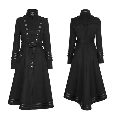 Stylish Gothic Punk Rave Military Long Coat.