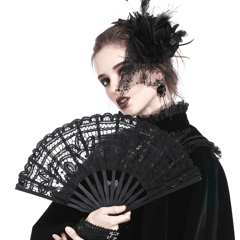 Gothic Inspired Hand Fan for Stylish Accessorizing.