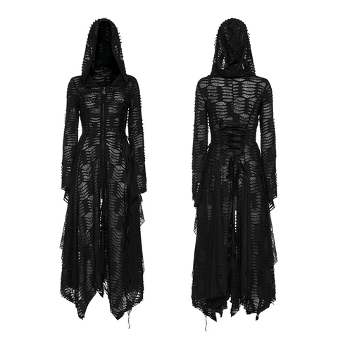 Enchanted Hooded Lace Dark Wizard Coat - Mystique Wear.