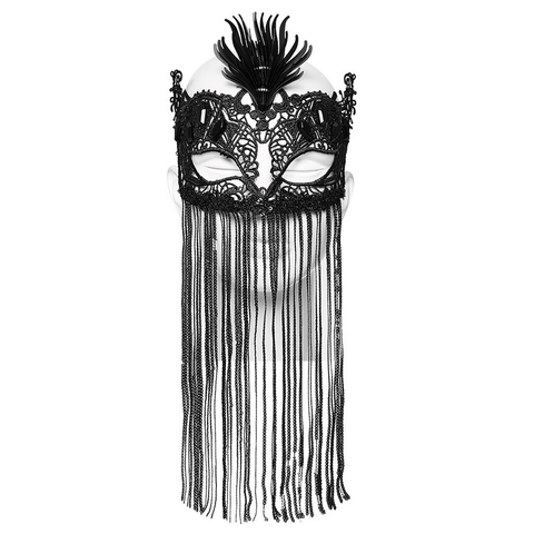 Mesmerizing Goth Coffin Mask: Vibrant Sequins and Fringe.