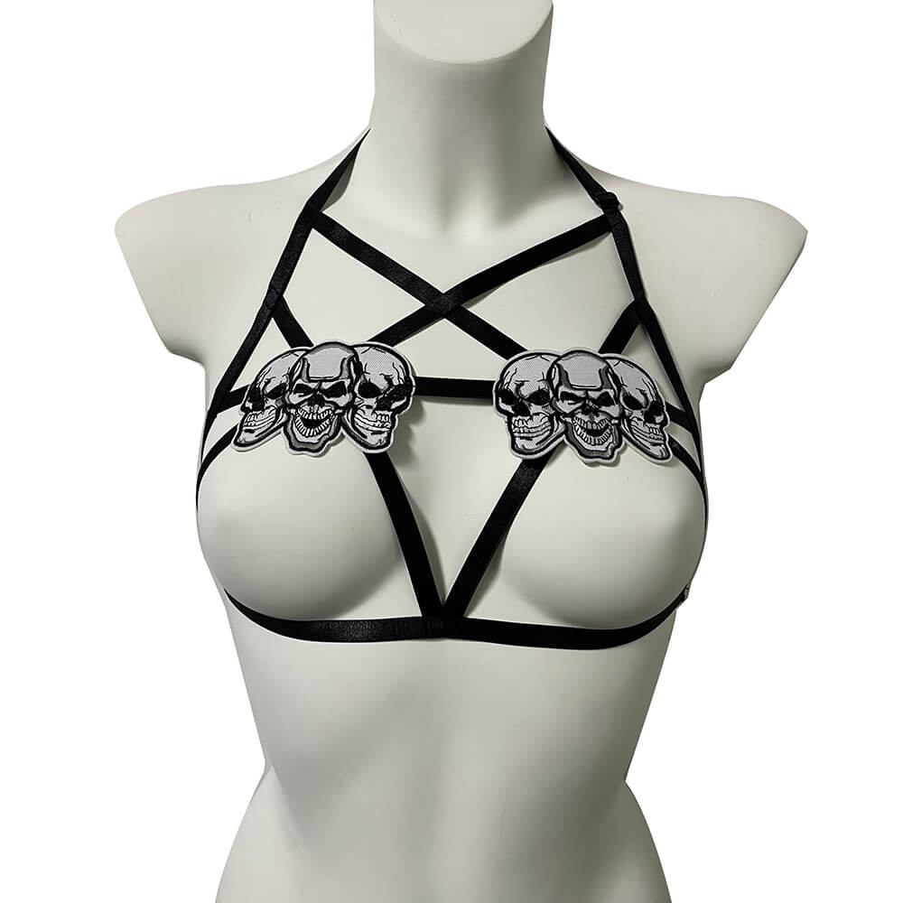 Sexy Gothic Body Harness for Women / Cupless Elastic Harness Bra