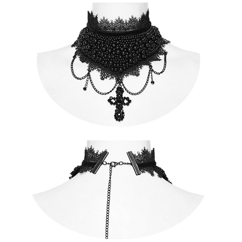 Stunning Black Lace and Beadwork, Elegant Gothic Choker.