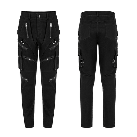 Dynamic Punk Patchwork Pants with Eyelet Accents