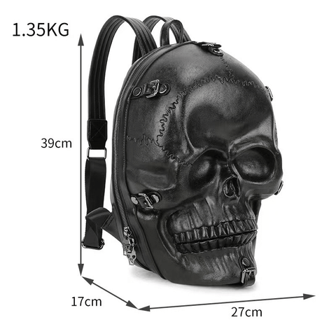 Gothic Fashion Unveiled - Unique 3D Skull Head Backpack.