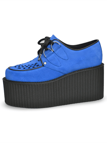 Stylish Round Toe Blue Creeper Boots.