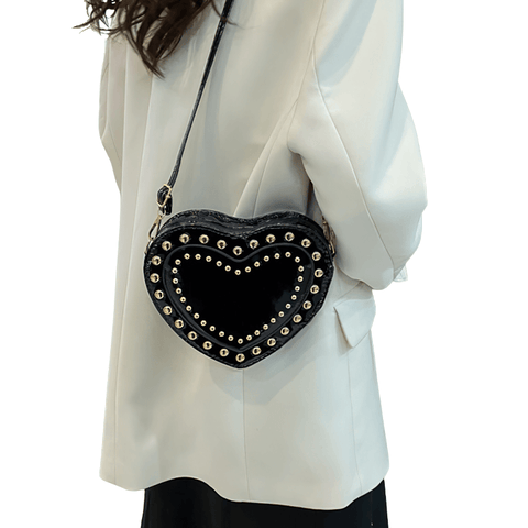 Alternative Elegance - Women's Heart-Shaped Fashion Bag.