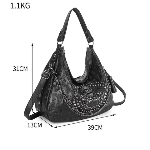 Gothic Glamour - Fashion Women's Chain-Adorned Shoulder Bag.