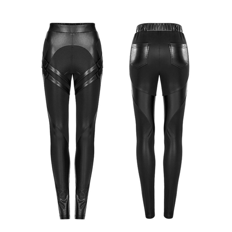 Chic Suede Splicing Leggings with High-Waist Design.