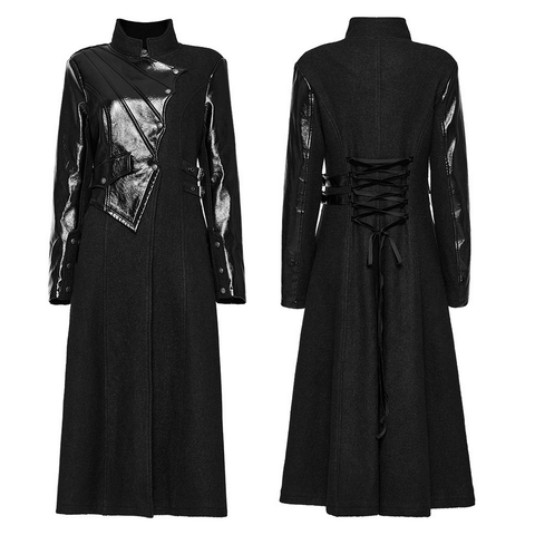 Gothic Thick Coat with Faux Leather Detailing.