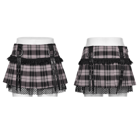 Rock Your Edgy Side with Black Pink Pleated Mini Skirt.