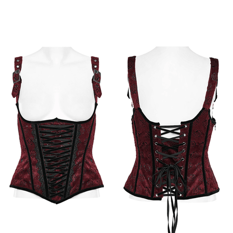 Goth Corset with Vintage Lace Detailing and Straps.