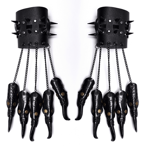 Punk Faux Leather Claw Fingerless Gloves with Spikes.