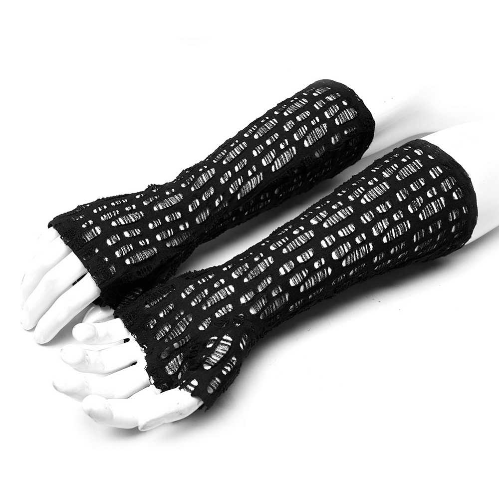 Feel the Power of Gothic: Fingerless Mesh Gloves.