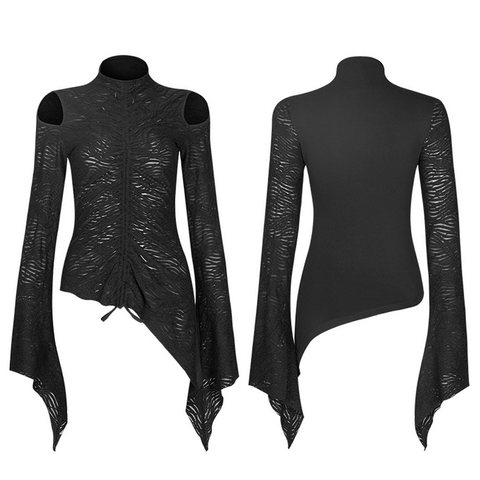 Gothic Drawstring Long Sleeves Top - Edgy And Chic.