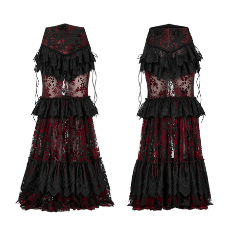 Goth Perspective Gorgeous Red Lace Fishtail Skirt.