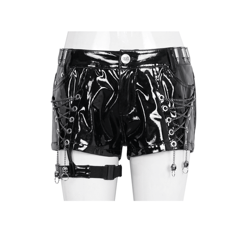 Shiny Punk Rock Shorts with Trendy Metal Accents.