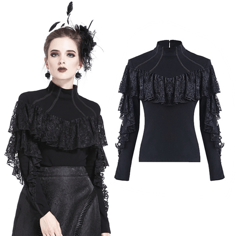 Dare to be Different: Black Lace Sleeved Top for a Bold Statement.
