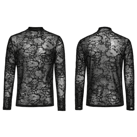 Gothic Elegance Perspective Printed Mesh Top.