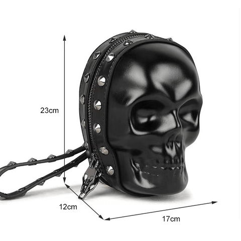 Unisex Punk-Goth Fusion - 3D Skull Rivets Bag.