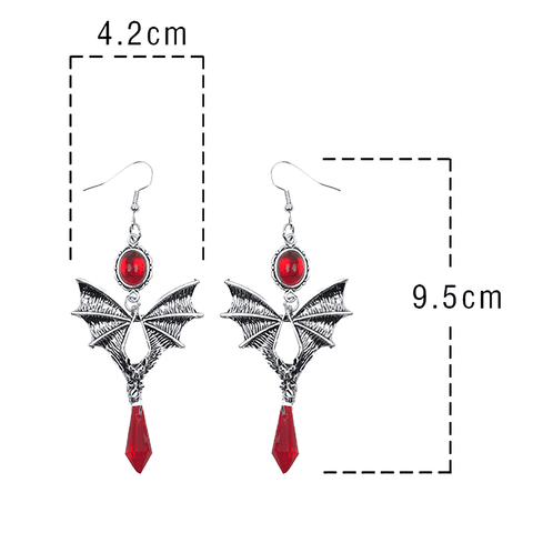 Silver-Tone Vampire Inspired Drop Earrings for Women.