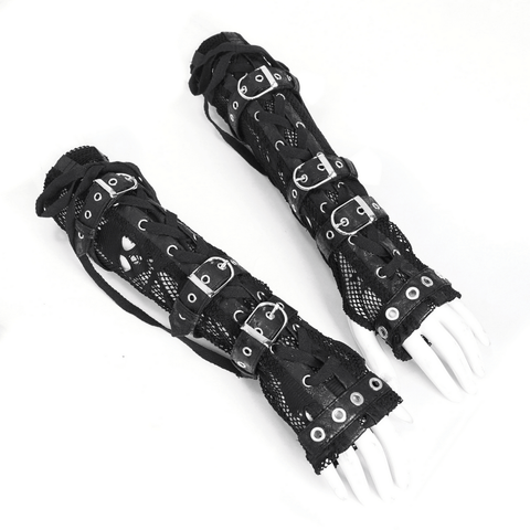 Punk Rock Black Mesh Fingerless Gloves.