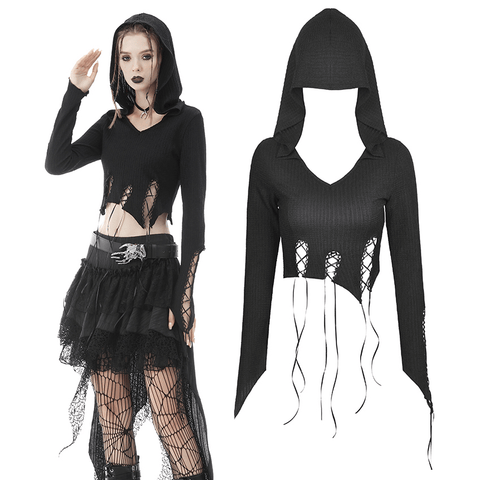 Edgy Hooded Crop Top for a Bold - Stylish Look.