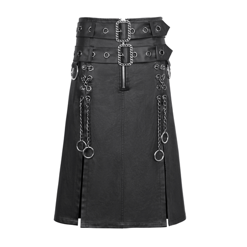Punk Style Ripped Black Kilt with Metal Accents.