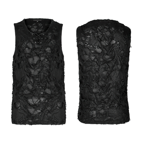 Stylish Edgy Punk Vest with Rivet and Rope Detail.