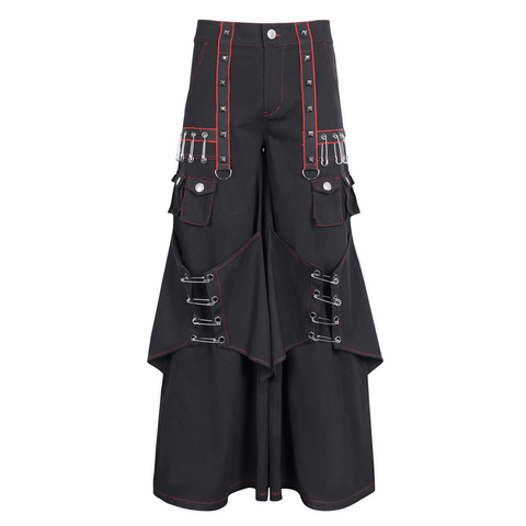 Black Gothic Loose Trousers with Pockets - Edgy Style.