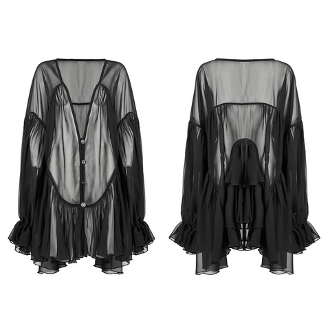 Stylish Gothic Chiffon Shirt with Button Detail.