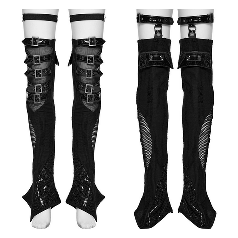 Punk Cool See-Through Slim Leg Warmers with Buckles.