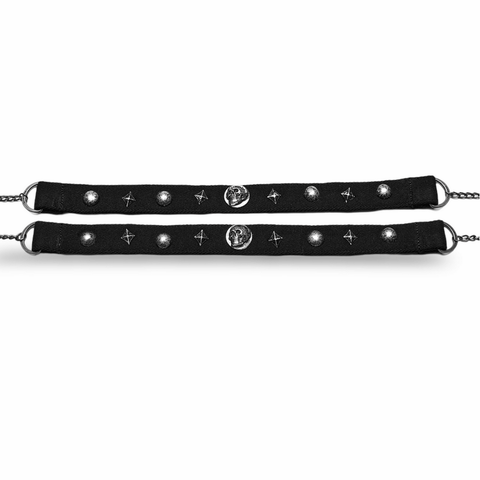 Edgy Black Double Choker with Iconic Metal Accents.
