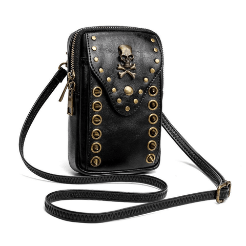 Unleash Your Dark Elegance - Women's Gothic Style Cellphone Waistbag.