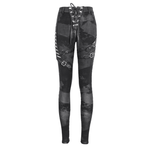 Unique Punk Skinny Pants with Edgy Hardware Details.