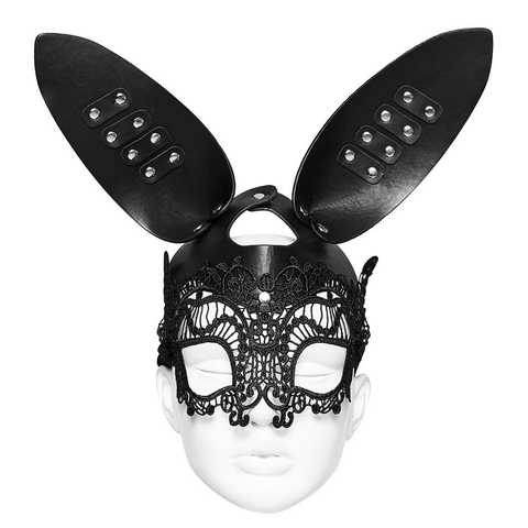 Dark Elegance: Lace Bunny Mask for Edgy Cosplay.