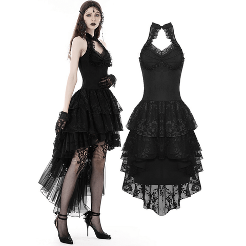 Vintage-Inspired Gothic Lace Evening Gown.