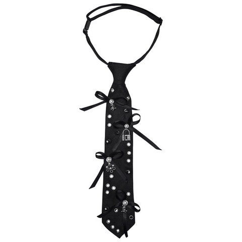 Gothic Chic Meets Punk Style with This Ribbon Lock Tie.