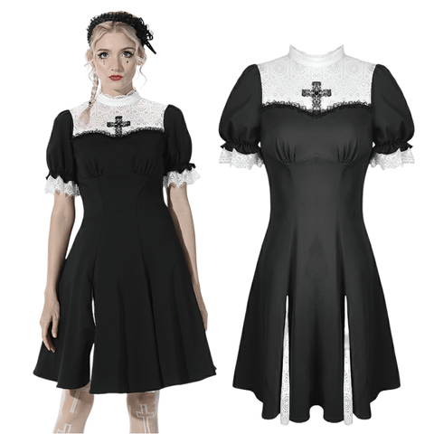 Dark Romance: Black Lace Cross Dress for the Spooky Soul.