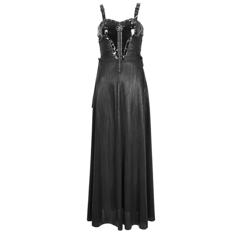 Elegant Goth Long Dress with Corset Detailing and Zipper.